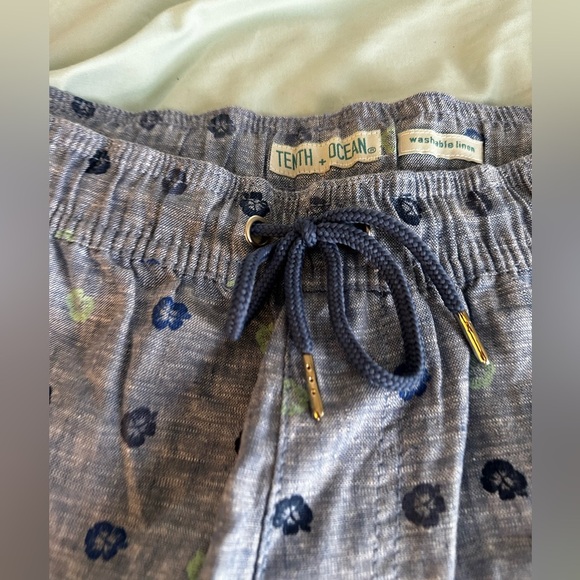 NWT  Men’s. Tenth & Ocean Blue Washable Linen Shorts. Blue Floral Print. - Picture 3 of 14